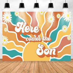 Lofaris Here Comes The Son Wave Pattern Baby Shower Backdrop