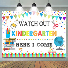 Lofaris Here I Come Kindergarden Crayons Back To School Backdrop