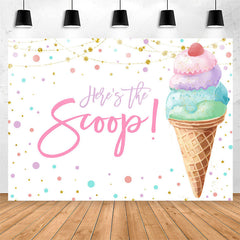Lofaris Heres The Scoop Icecream White Birthday Backdrop
