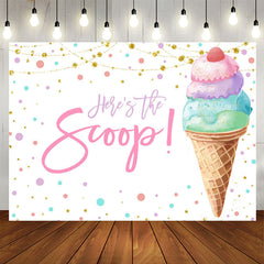 Lofaris Heres The Scoop Icecream White Birthday Backdrop