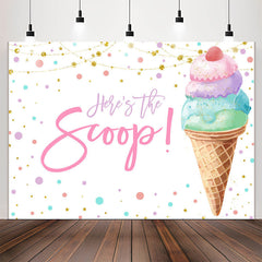 Lofaris Heres The Scoop Icecream White Birthday Backdrop