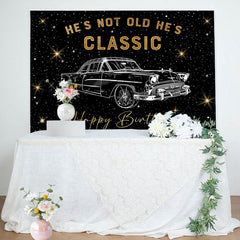 Lofaris Hes Classic Black Gold Car Birthday Party Backdrop