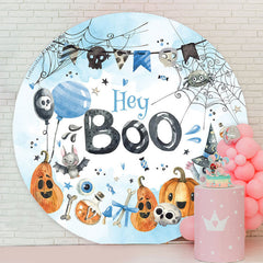 Lofaris Hey Boo Bat Spider Round Halloween Baby Shower Backdrop