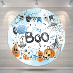 Lofaris Hey Boo Bat Spider Round Halloween Baby Shower Backdrop