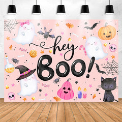 Lofaris Hey Boo Pink Halloween Backdrop For Baby Shower
