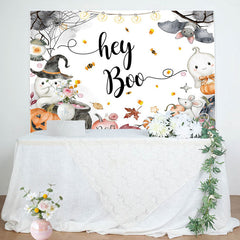 Lofaris Hey Boo Pumpkin Ghost Halloween Baby Shower Backdrop