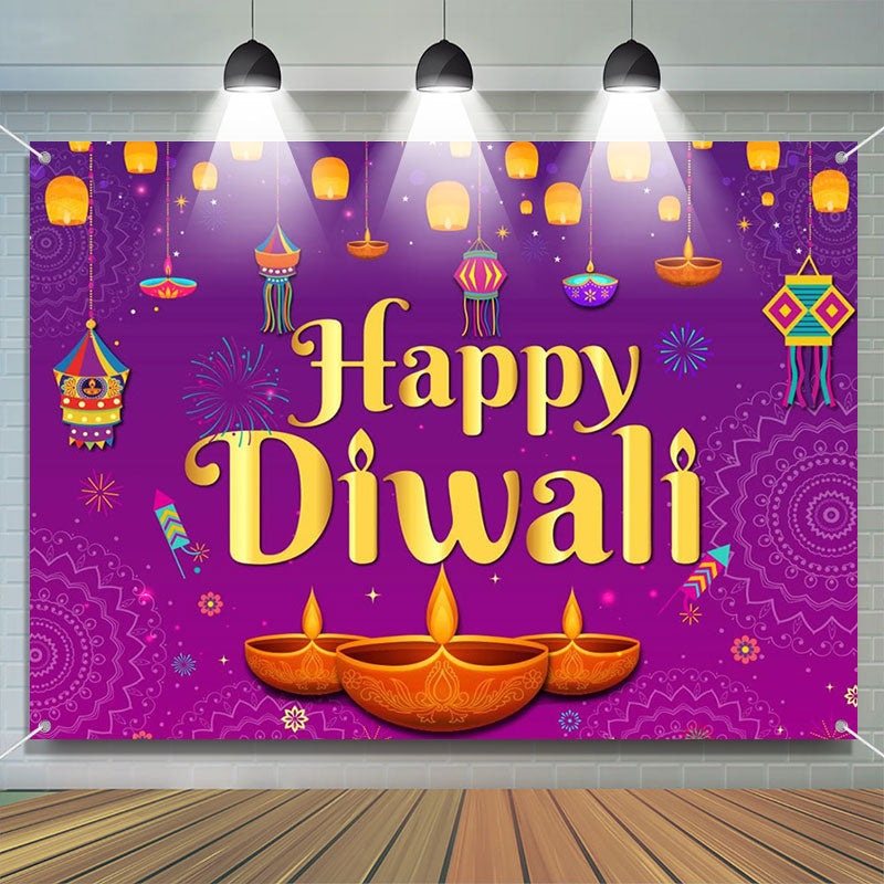 Lofaris Hindu Festival Of Light Party Purple Diwali Backdrop