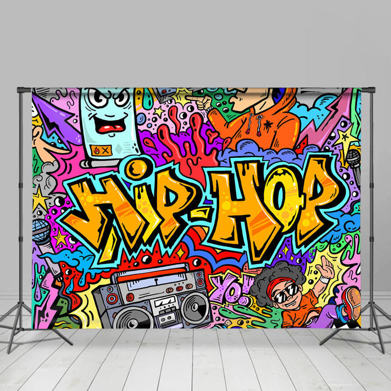 Lofaris Hip Hop Music Colorful Graffiti Party Backdrop