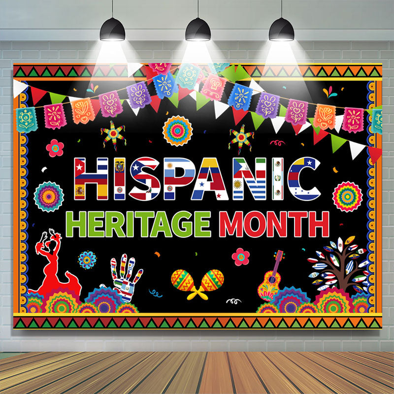 Hispanic Heritage Month Backdrop Colorful Party Decor Lofaris