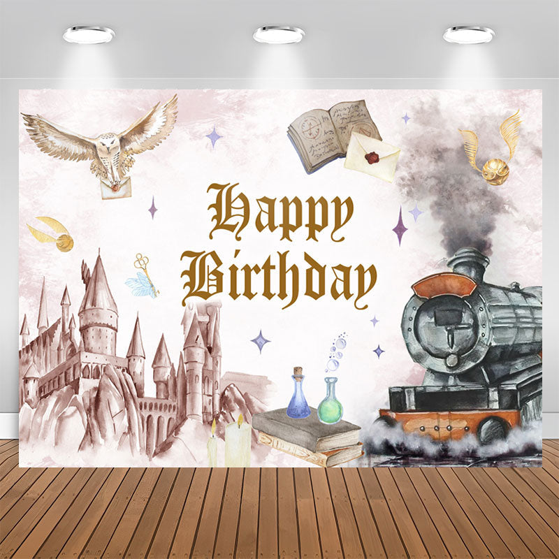 Lofaris Hogwarts Style Mystical Happy Birthday Backdrop