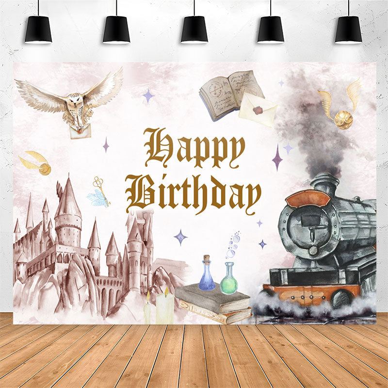 Lofaris Hogwarts Style Mystical Happy Birthday Backdrop