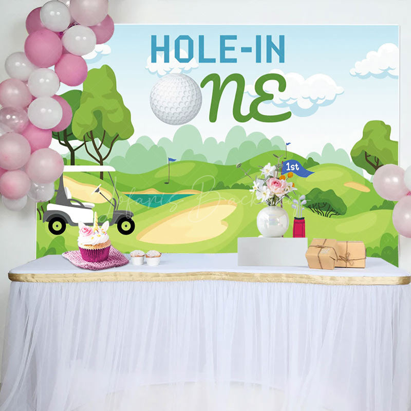 Lofaris Hole-in One Golf Course First Birthday Backdrop