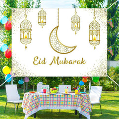 Lofaris Hollowed Lantern Moon Glitter Eid Mubarak Backdrop