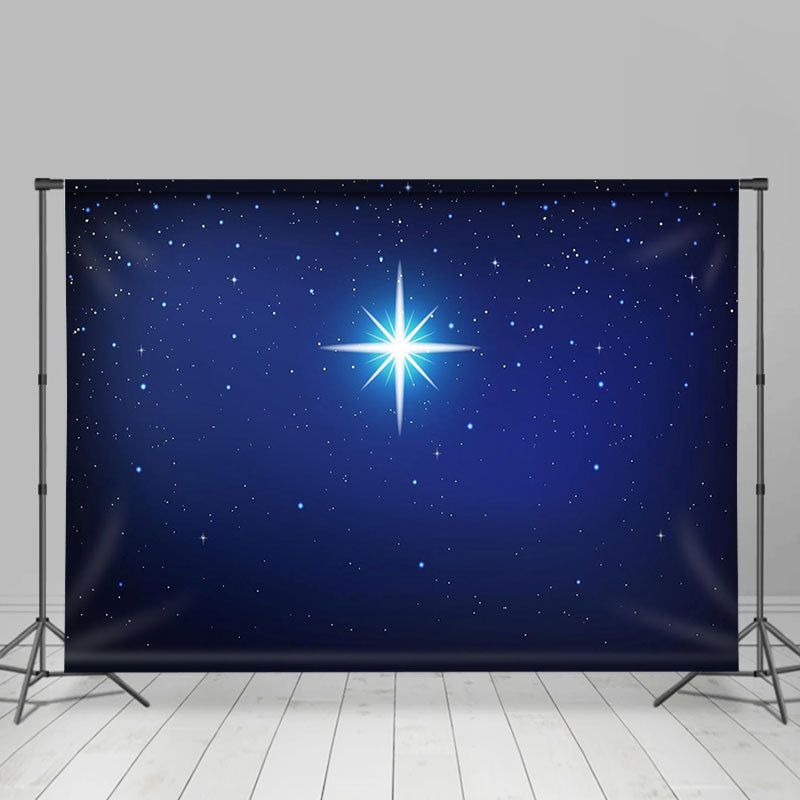 Lofaris Holy Light Night Star Dark Blue Christmas Backdrop