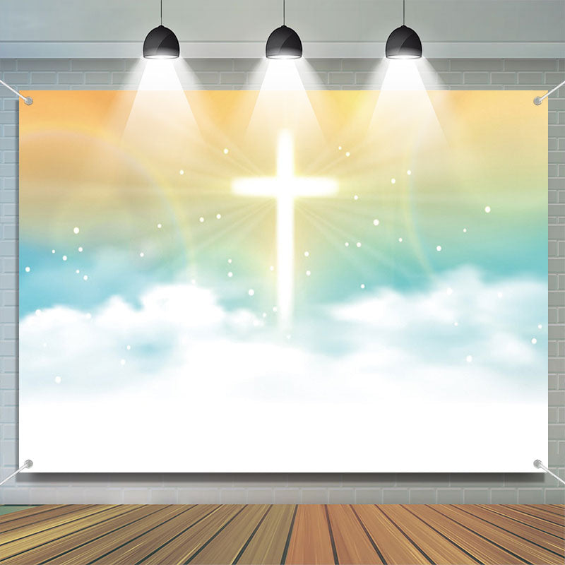 Lofaris Holy Luminescent Cross Sky Clouds Baptism Backdrop