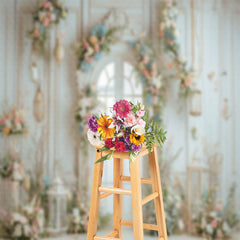 Lofaris Holy Pure White Door Flower Wedding Photo Backdrop