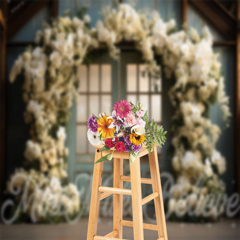 Lofaris Holy Rose Blue Door Birthday Cake Smash Backdrop