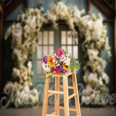 Lofaris Holy Rose Blue Door Birthday Cake Smash Backdrop