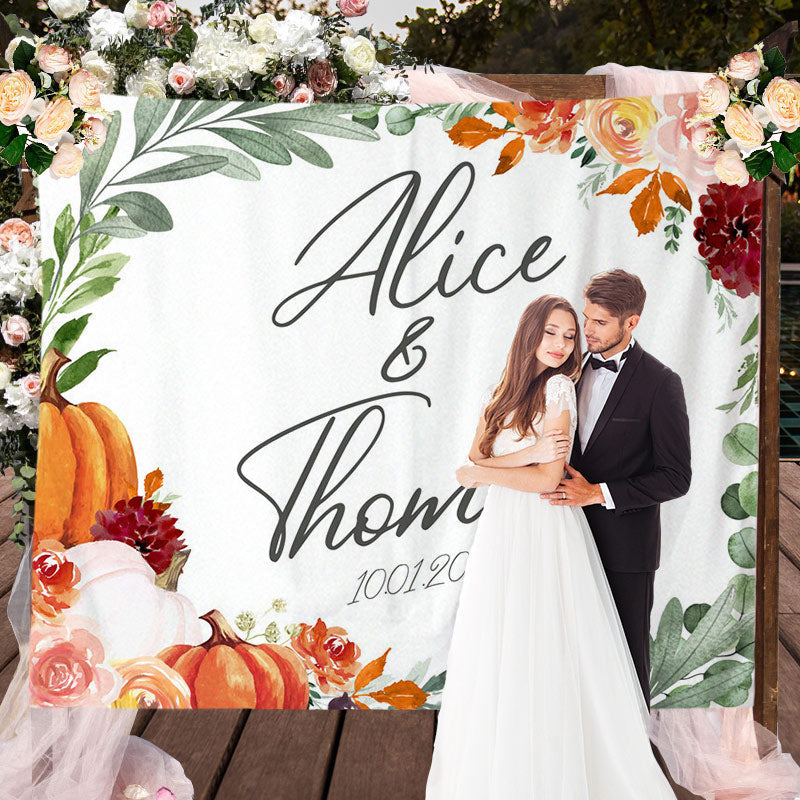 Lofaris Home Sweet Pumpkin Floral Bridal Shower Backdrop