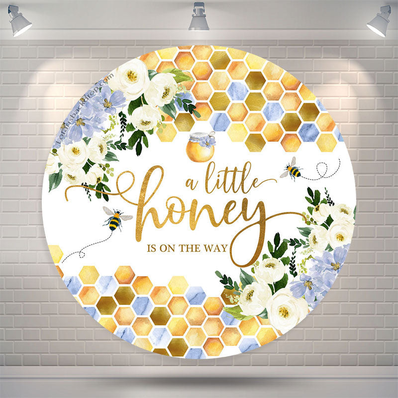 Lofaris Honey On The Way Bee Baby Shower Round Backdrop