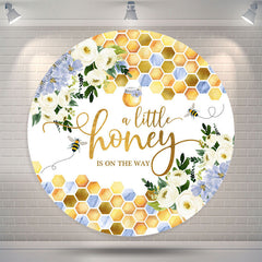 Lofaris Honey On The Way Bee Baby Shower Round Backdrop