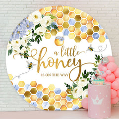 Lofaris Honey On The Way Bee Baby Shower Round Backdrop