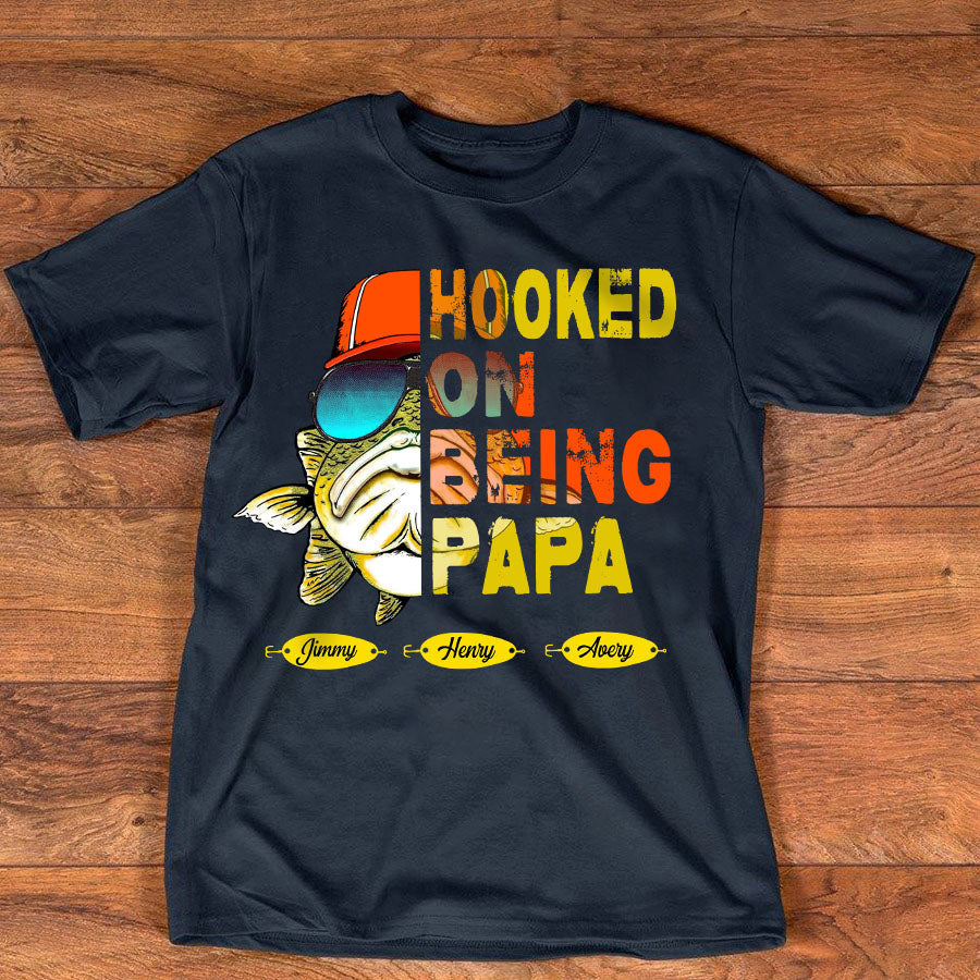 Lofaris Hooked By Being Fishing Kids Fathers Day T - Shirt