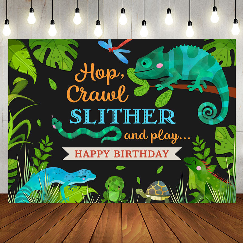 Lofaris Hop Crawl Slither Jungle Animals Birthday Backdrop