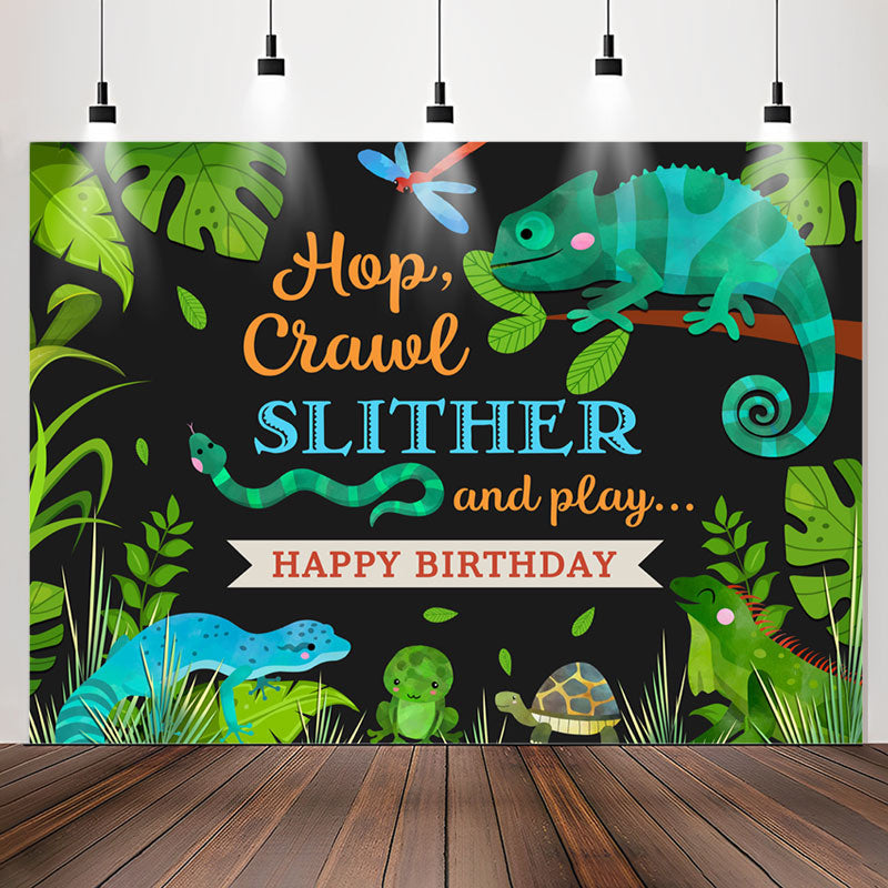 Lofaris Hop Crawl Slither Jungle Animals Birthday Backdrop