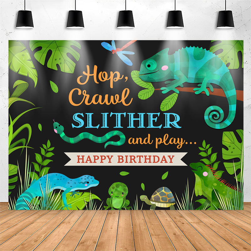 Lofaris Hop Crawl Slither Jungle Animals Birthday Backdrop