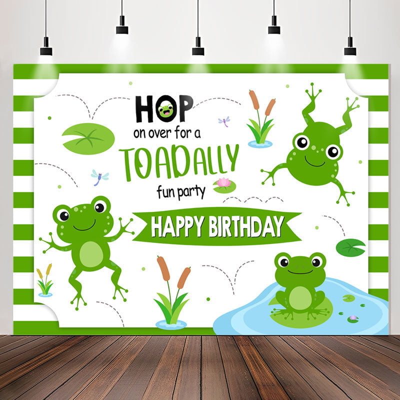 Lofaris Hop Toadally Cute Green Frog Birthday Party Backdrop
