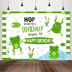 Lofaris Hop Toadally Cute Green Frog Birthday Party Backdrop