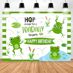 Lofaris Hop Toadally Cute Green Frog Birthday Party Backdrop