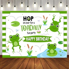 Lofaris Hop Toadally Cute Green Frog Birthday Party Backdrop
