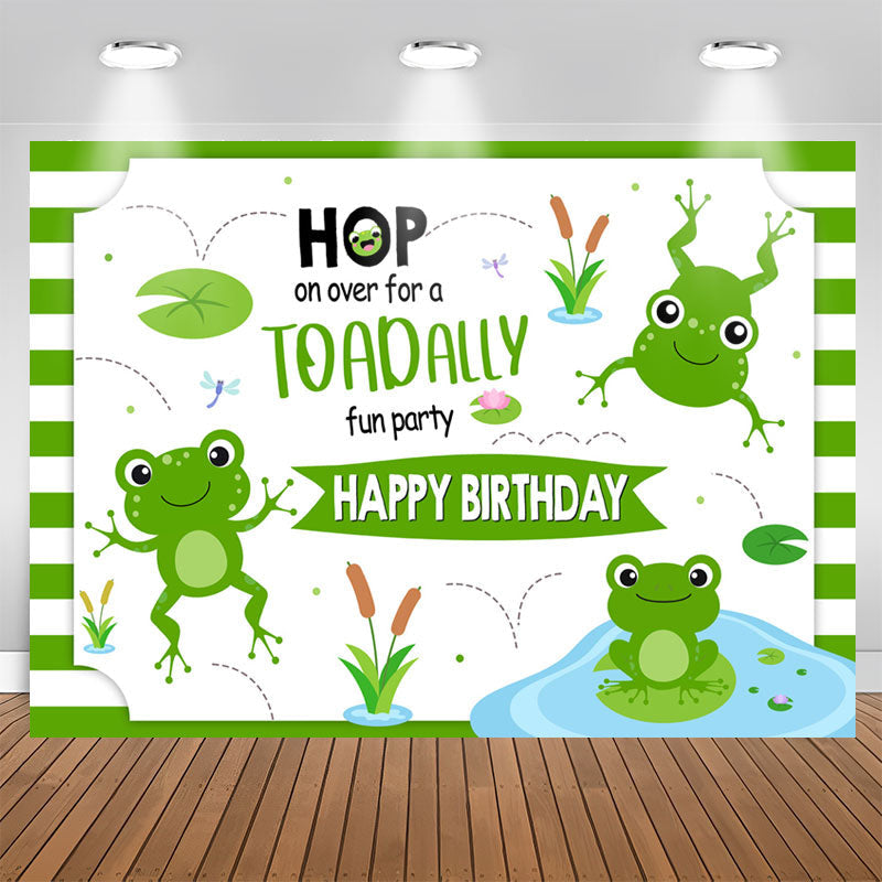 Lofaris Hop Toadally Cute Green Frog Birthday Party Backdrop