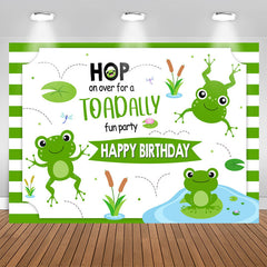 Lofaris Hop Toadally Cute Green Frog Birthday Party Backdrop