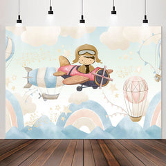 Lofaris Hot Air Balloon Pilot Birthday Backdrop For Boy