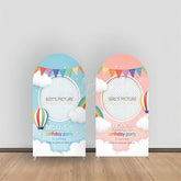 Lofaris Hot Air Balloon Pink Blue Cloud Custom Arch Backdrop