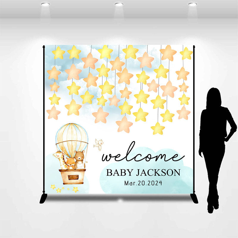 Lofaris Hot Air Balloon Star Custom Baby Shower Backdrop