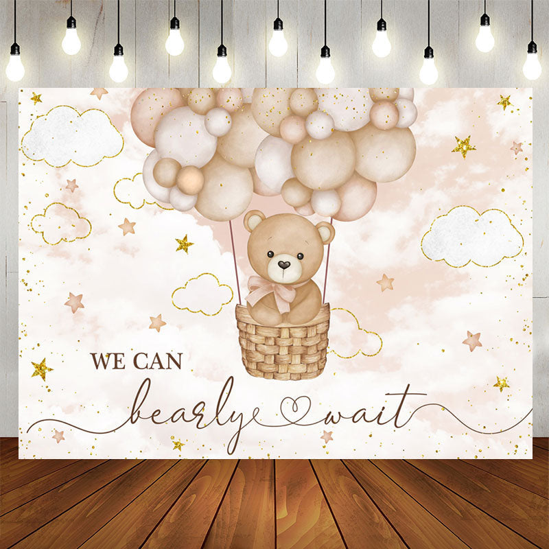 Lofaris Hot Air We Can Bearly Wait Baby Shower Backdrop