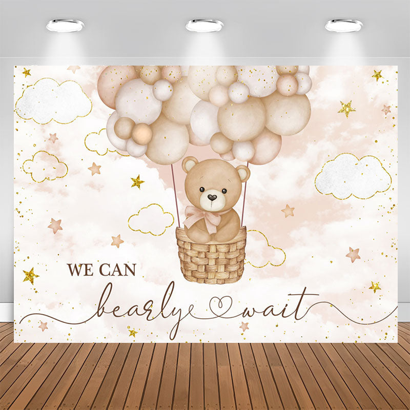 Lofaris Hot Air We Can Bearly Wait Baby Shower Backdrop