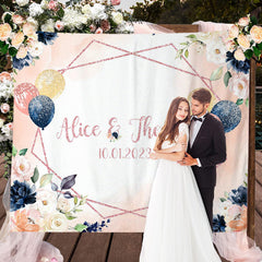 Lofaris Hot Pink And Dark Blue Mr Miss Wedding Backdrop