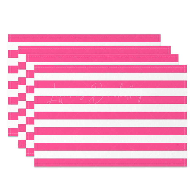 Lofaris Hot Pink White Horizontal Stripe Set Of 4 Placemats