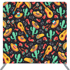 Lofaris Hot Sombrero Cactus Guitar Black Mexican Fiesta Backdrop