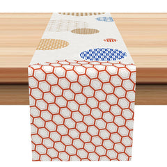 Lofaris Houndstooth Honeycomb Grid Plaid Prints Table Runner