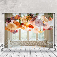 Lofaris Huge Window Colored Hanging Umbrella Floral Backdrop
