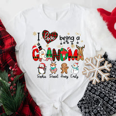 Lofaris I love Being A Grandma Christmas Custom T-Shirt