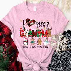 Lofaris I love Being A Grandma Christmas Custom T-Shirt