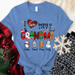 Lofaris I love Being A Grandma Christmas Custom T-Shirt