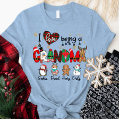 Lofaris I love Being A Grandma Christmas Custom T-Shirt